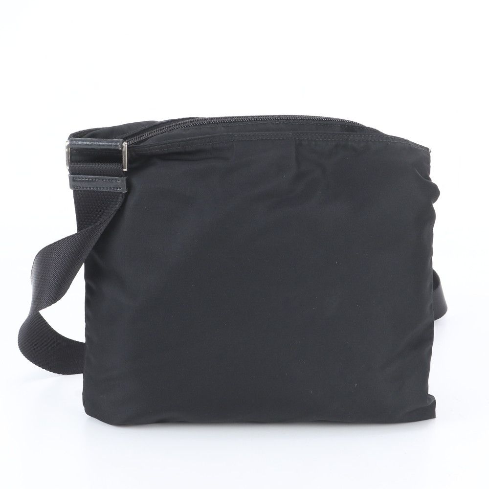 Prada White Tessuto Nylon Triangle Logo Leather Shoulder Bag Crossbody Black — view 3