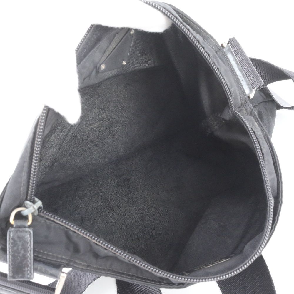Prada White Tessuto Nylon Triangle Logo Leather Shoulder Bag Crossbody Black — view 7