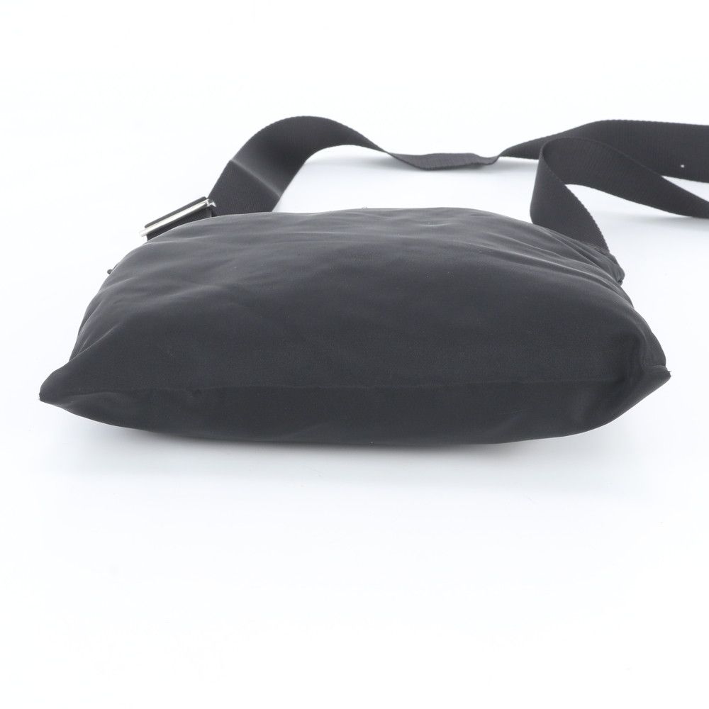 Prada White Tessuto Nylon Triangle Logo Leather Shoulder Bag Crossbody Black — view 6