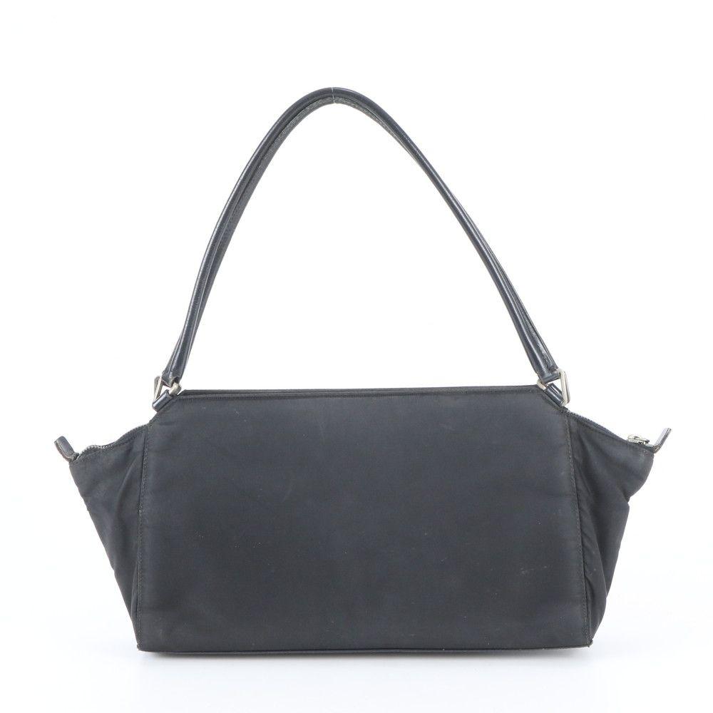 Prada White Tessuto Nylon Triangle Logo Leather Tote Shoulder Hand — view 3