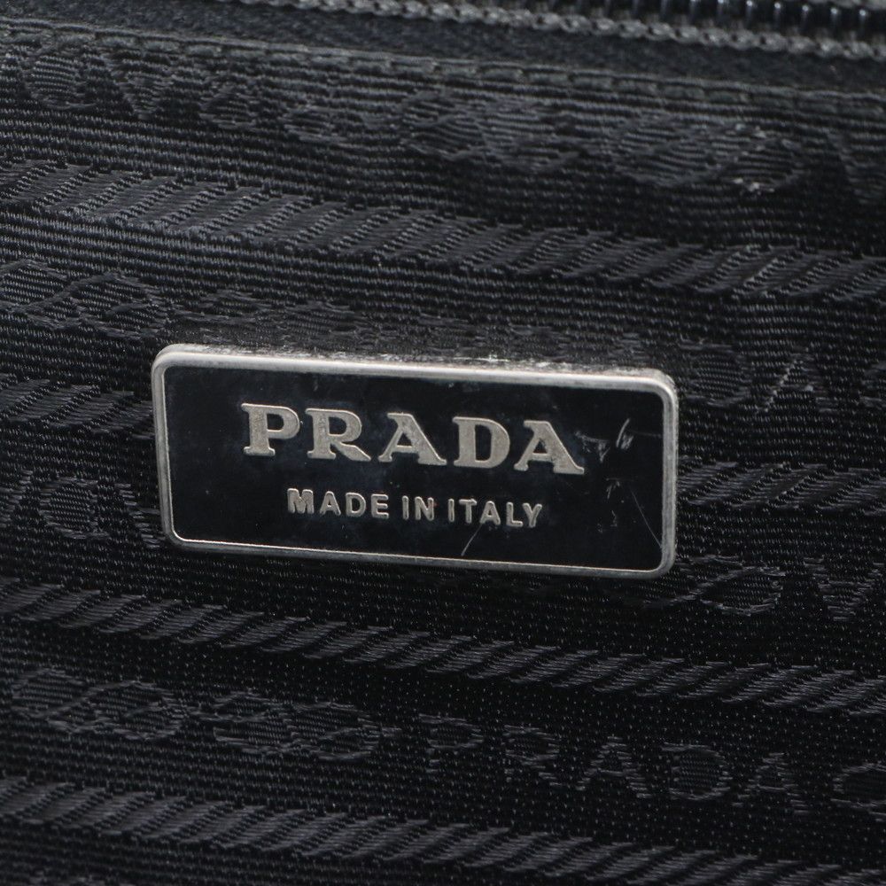 Prada White Tessuto Nylon Triangle Logo Leather Tote Shoulder Hand — view 9