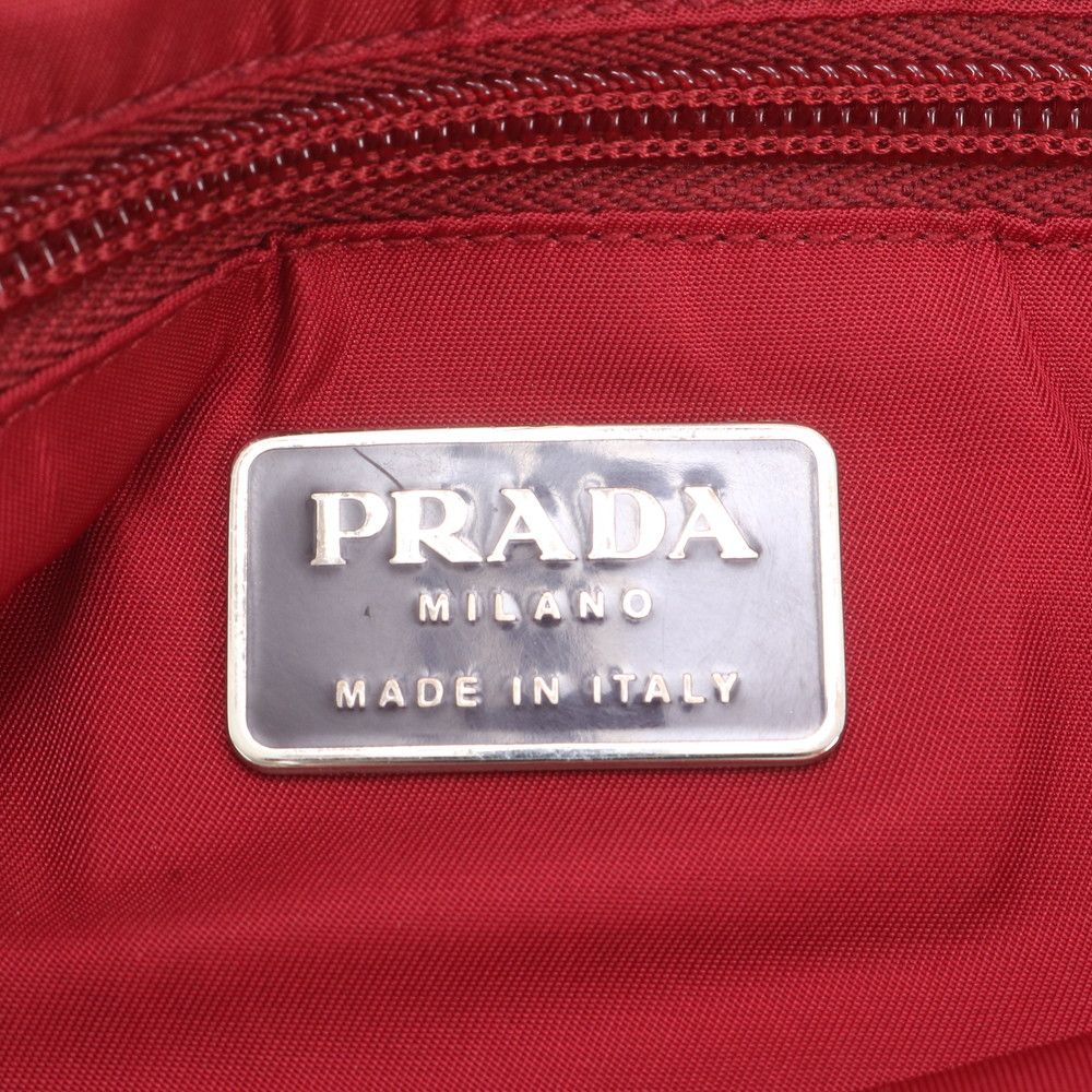 Prada White Tessuto Nylon Triangle Logo Tote Shoulder — view 8