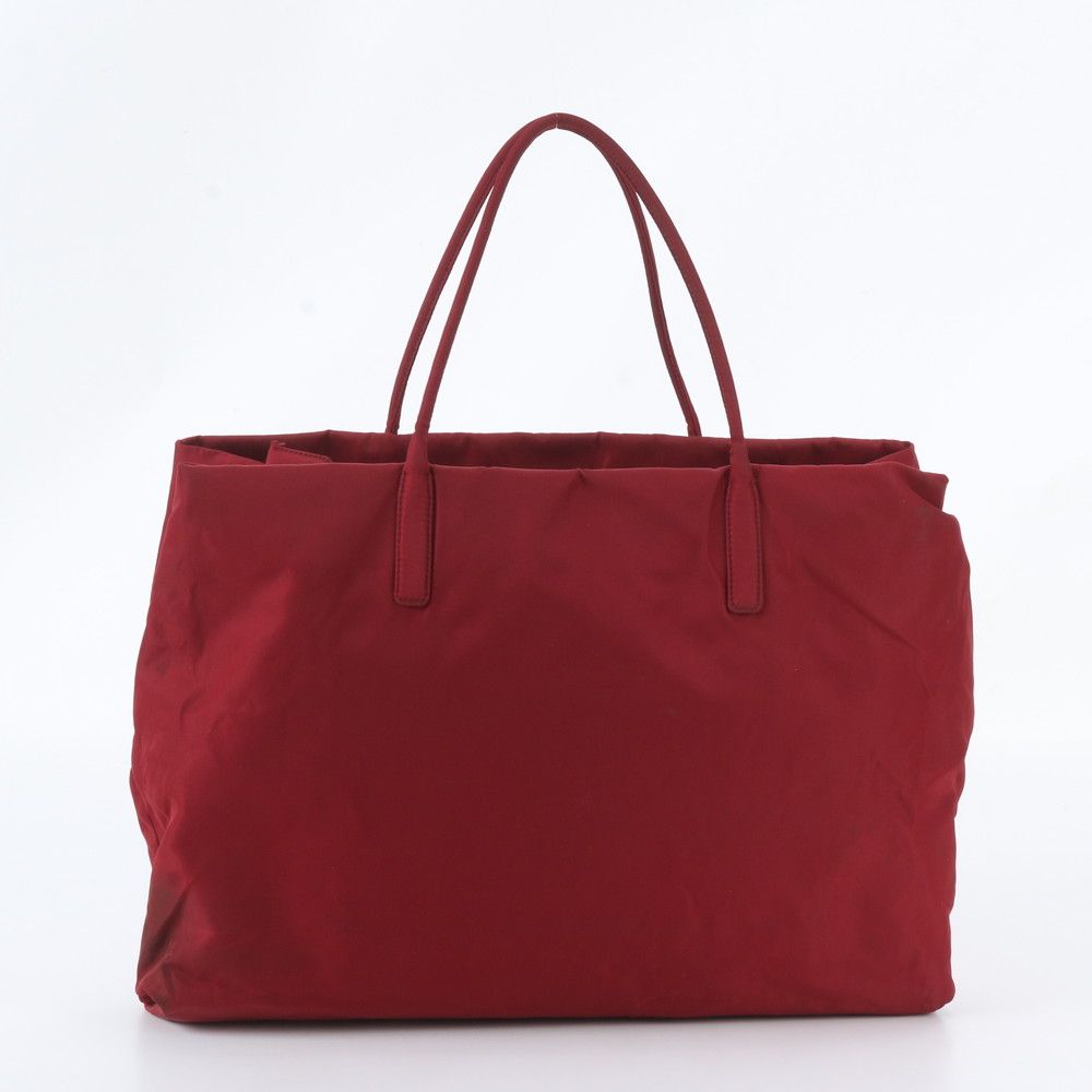 Prada White Tessuto Nylon Triangle Logo Tote Shoulder — view 3