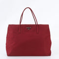 Prada White Tessuto Nylon Triangle Logo Tote Shoulder