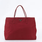 Prada White Tessuto Nylon Triangle Logo Tote Shoulder