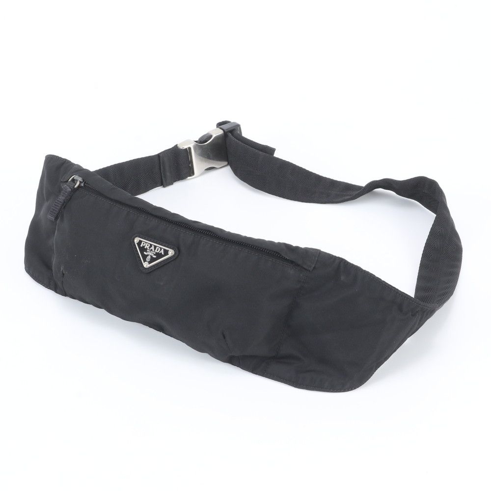 Prada White Tessuto Nylon Triangle Logo Belt Bag Waist Pouch Shoulder