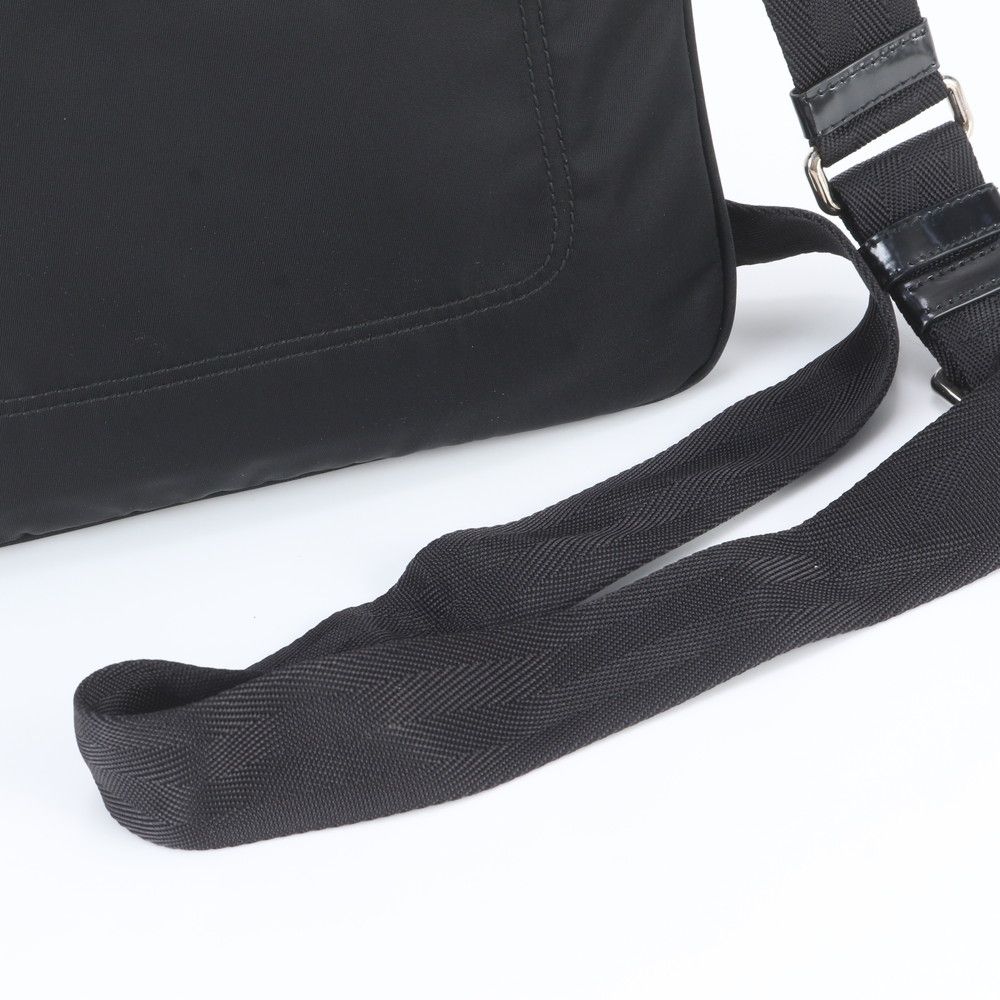 Prada White Tag Tessuto Nylon Triangle Logo Leather Shoulder Bag Crossbody — view 2