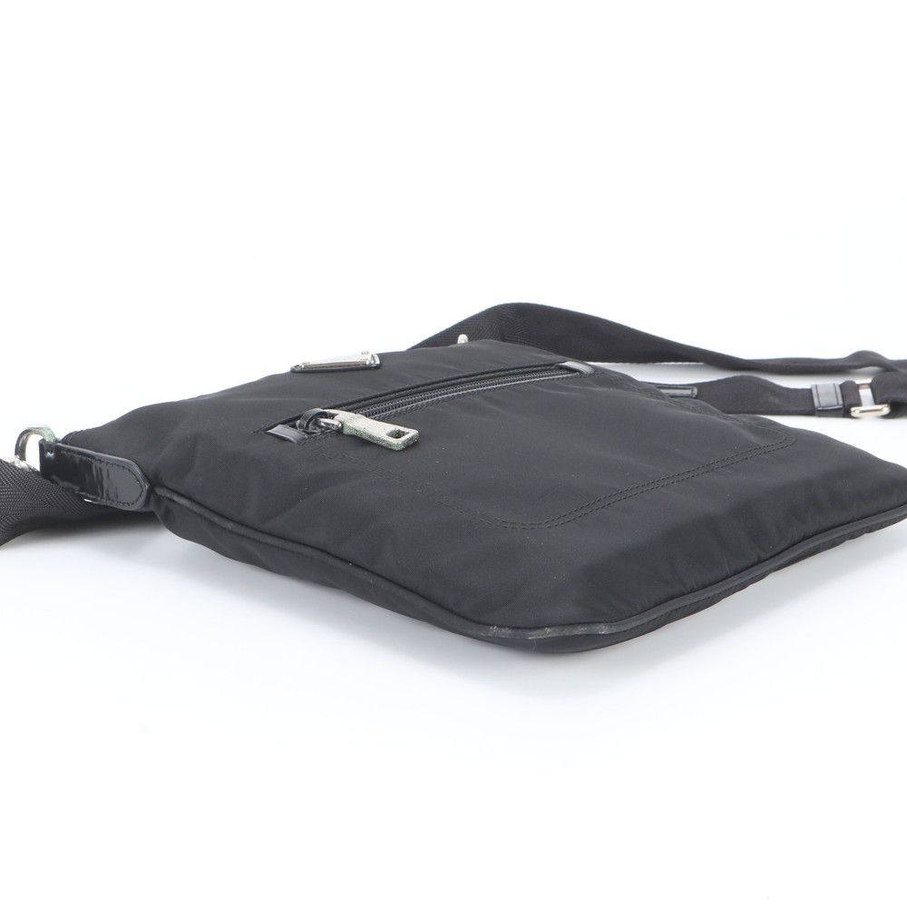 Prada White Tag Tessuto Nylon Triangle Logo Leather Shoulder Bag Crossbody — view 5
