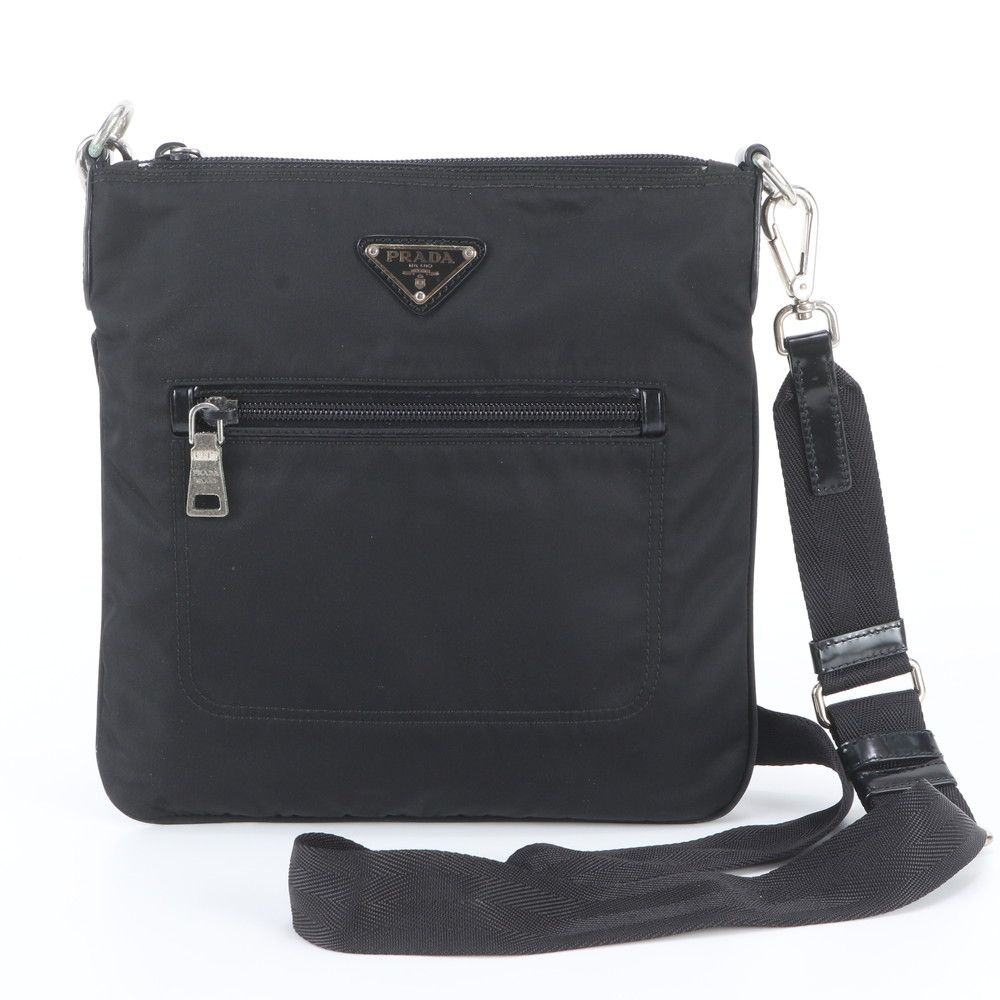 Prada White Tag Tessuto Nylon Triangle Logo Leather Shoulder Bag Crossbody