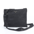Prada White Tessuto Nylon Triangle Logo Leather Shoulder Bag Crossbody Messenger