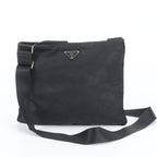 Prada White Tessuto Nylon Triangle Logo Leather Shoulder Bag Crossbody Messenger
