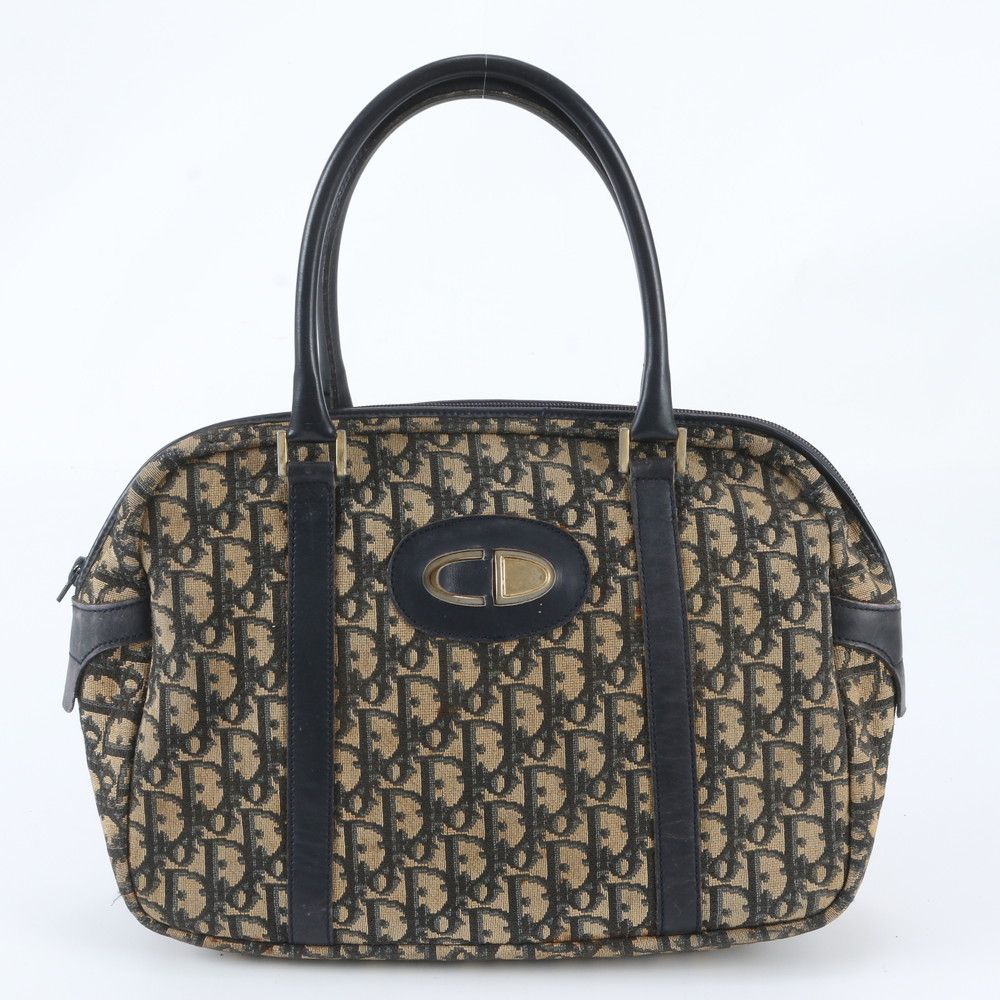 Dior Vintage Trotter Leather Tote Mini Boston Shoulder
