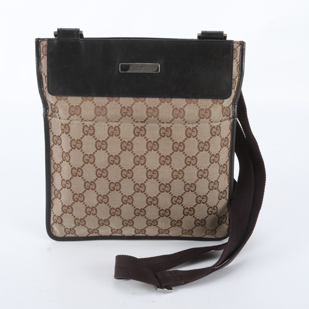 Gucci GG Canvas Leather Shoulder Bag Crossbody Messenger Business Tote