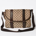 Gucci Messenger Shoulder Bag GG Canvas Brown Silver