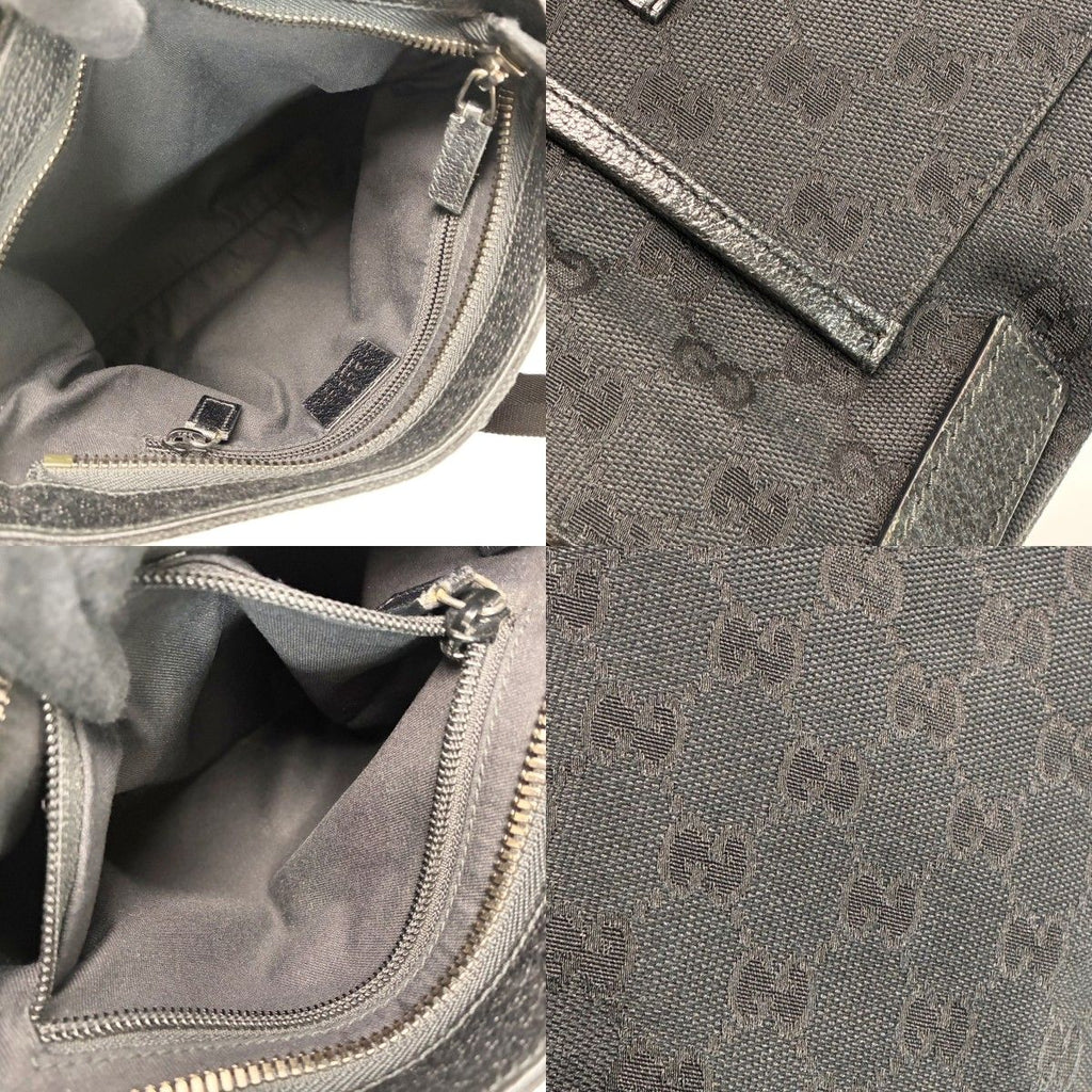Gucci GG Canvas Crossbody Shoulder Bag Navy Black Leather — view 5