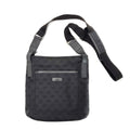 Gucci GG Canvas Crossbody Shoulder Bag Navy Black Leather