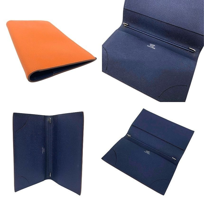 Hermes Vision 2 Notebook Cover Ajanda Leather Orange Navy Bicolor Stationery — view 2