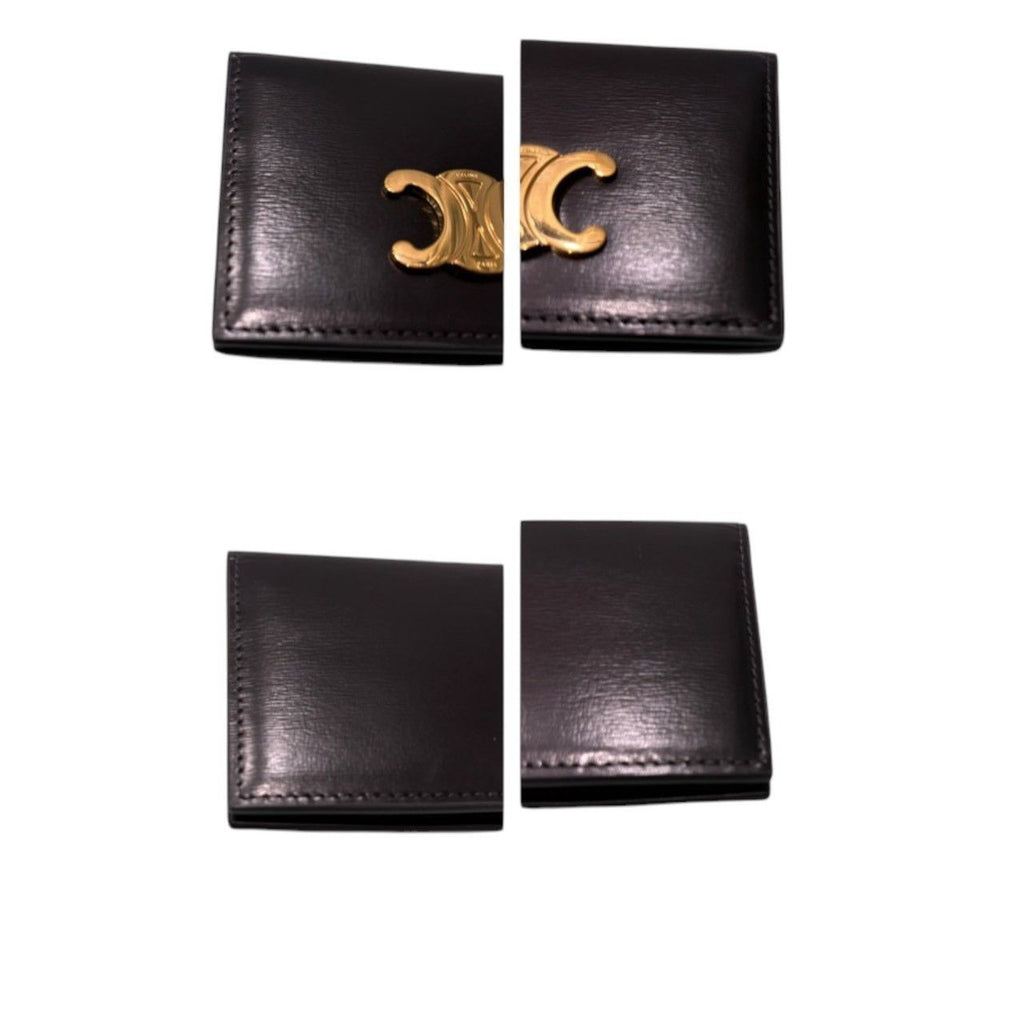 Celine Triomphe Black Gold Leather Card Case — view 5