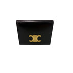 Celine Triomphe Black Gold Leather Card Case