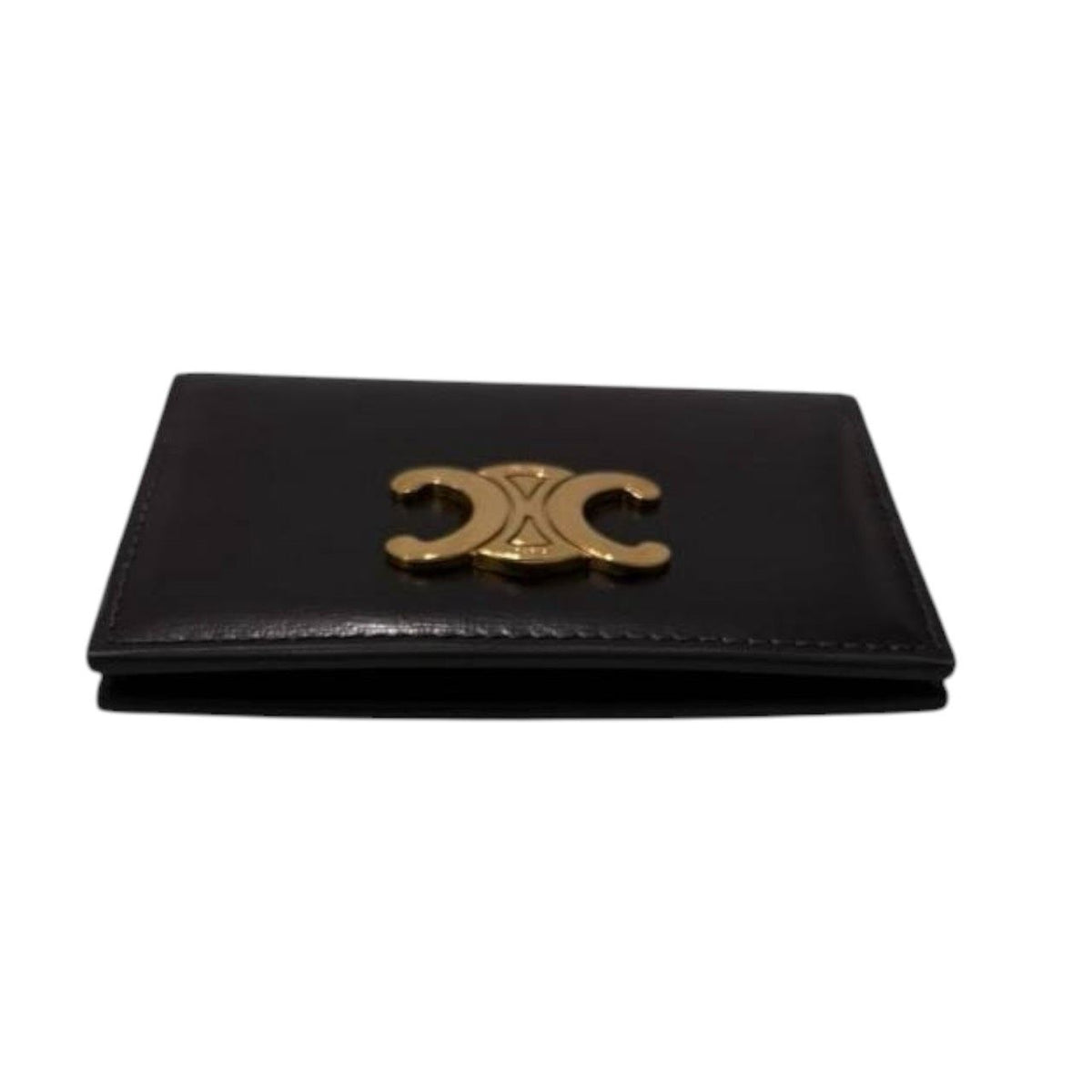 Celine Triomphe Black Gold Leather Card Case — view 4