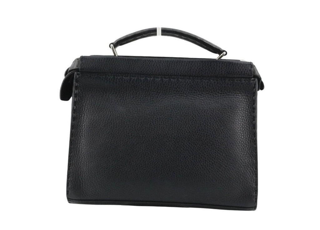 Fendi Peekaboo Selleria Black Leather 2-Way Shoulder Bag Silver — view 2