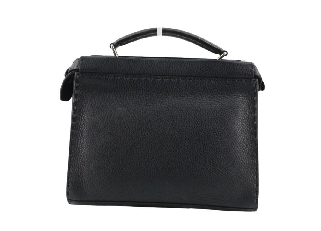 Fendi Peekaboo Selleria Black Leather 2-Way Shoulder Bag Silver — view 2