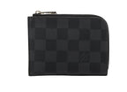 Louis Vuitton Coin Case Porte-Monnaie NM Black Damier Graphite Purse Silver