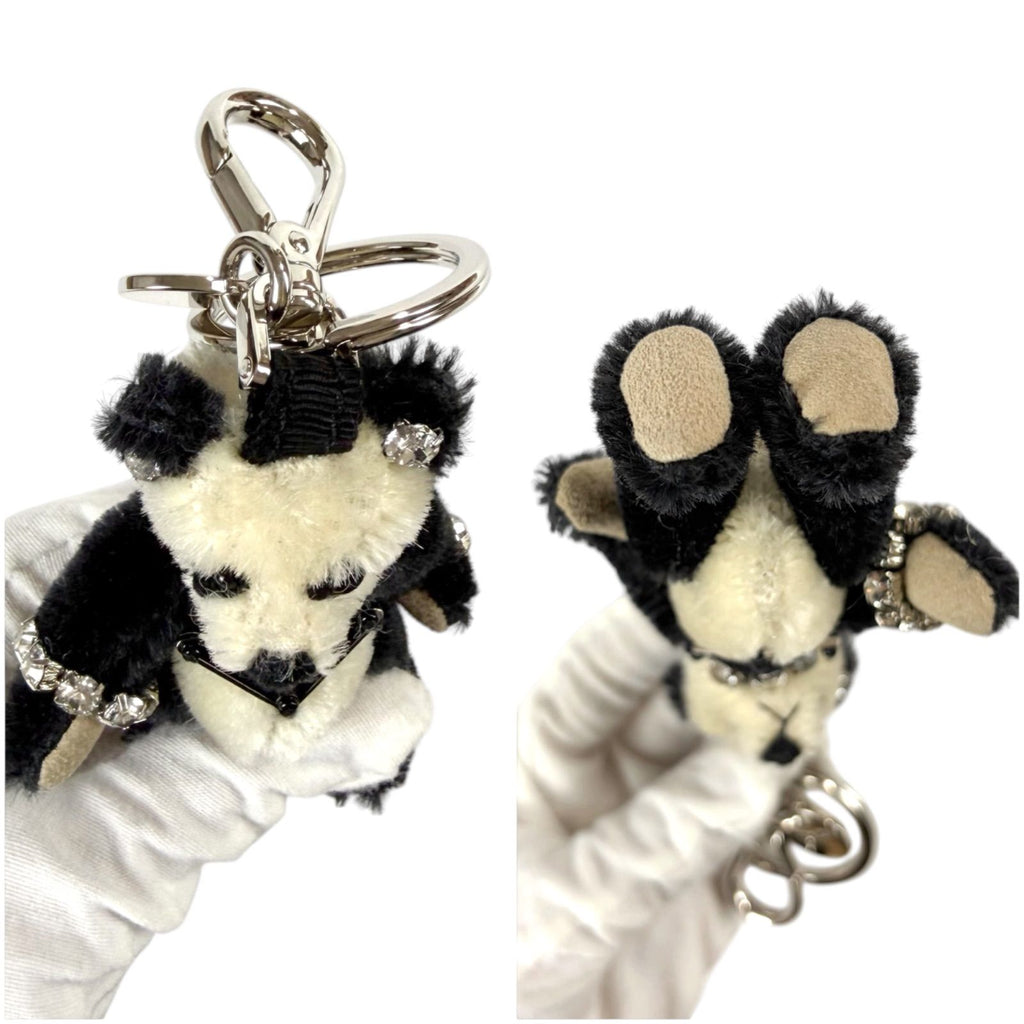 Prada Panda Triangle Logo Key Ring Key Sling Bag Charm Teddy Bear — view 6