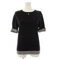Chanel CC Logo Knit Top Short Sleeve 38 Black Sweater