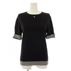 Chanel CC Logo Knit Top Short Sleeve 38 Black Sweater
