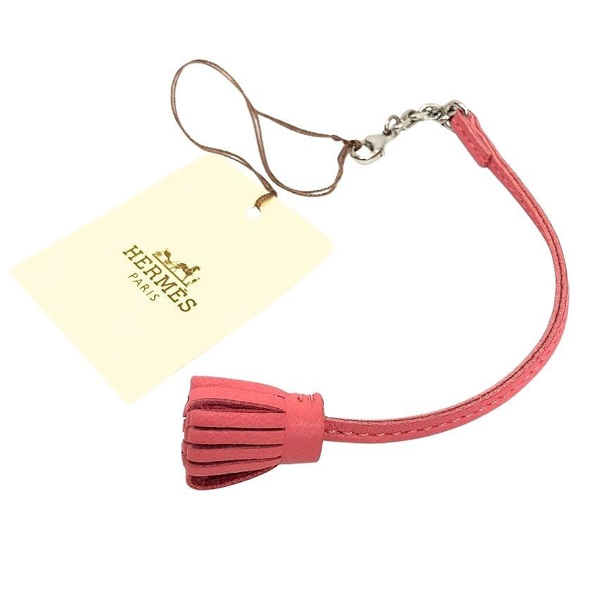 Hermes Carmencita Pompom 17 Rose Azalee Pink Book Mark Bookmark Key Holder