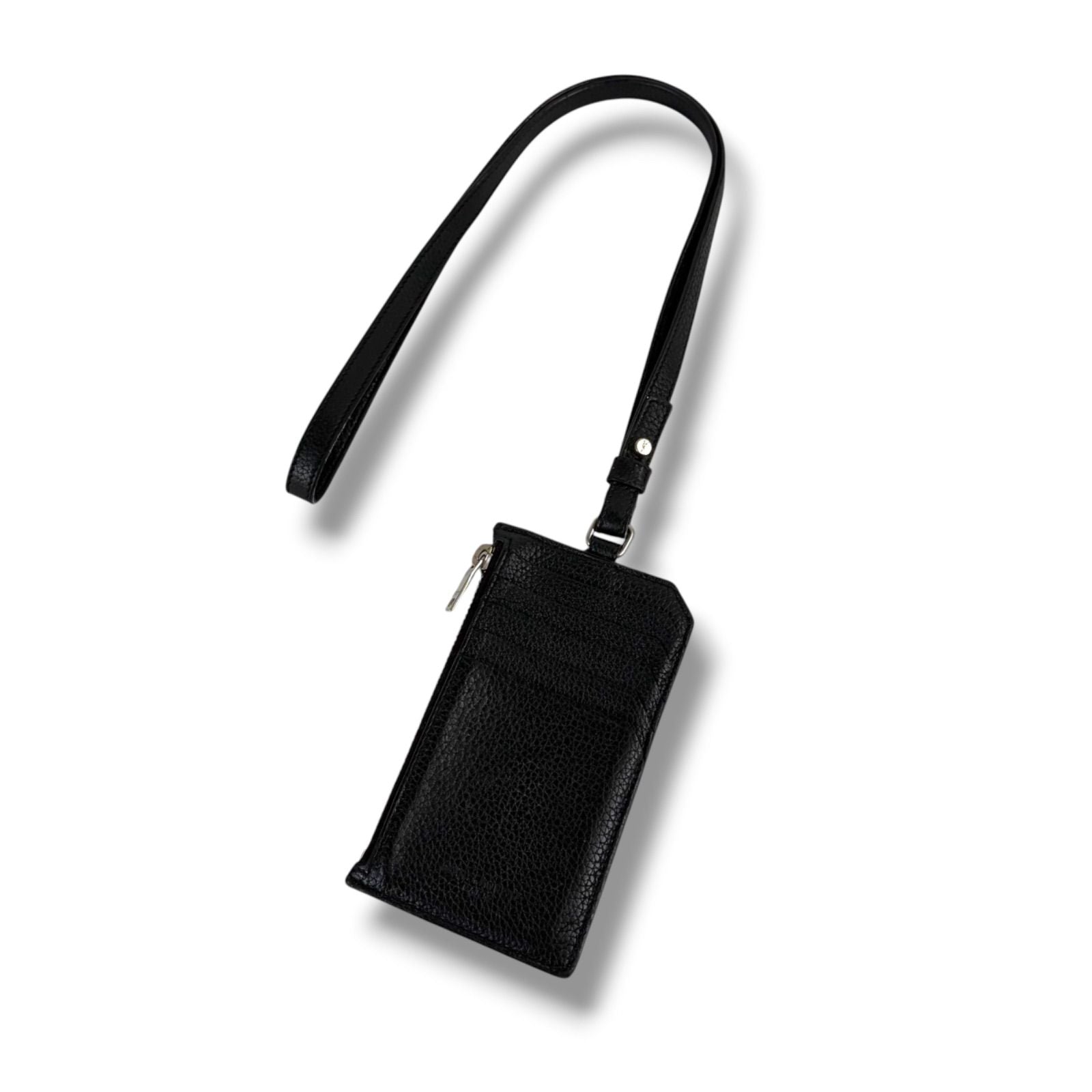 Saint Laurent Paris Zip Card Case with Neck Strap Fragment Black — view 2