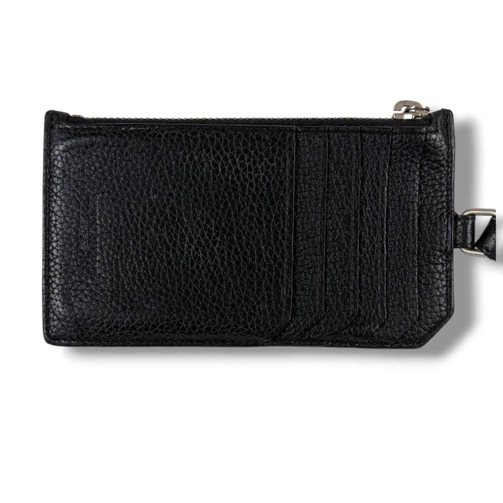 Saint Laurent Paris Zip Card Case with Neck Strap Fragment Black — view 4