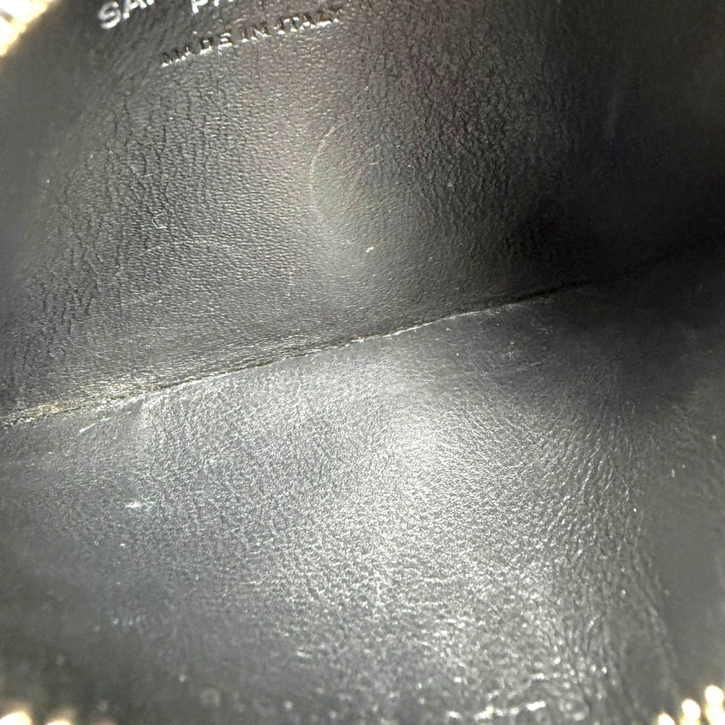 Saint Laurent Paris Zip Card Case with Neck Strap Fragment Black — view 9