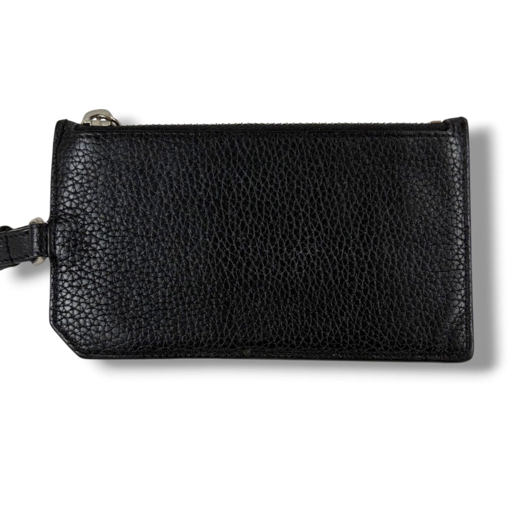 Saint Laurent Paris Zip Card Case with Neck Strap Fragment Black — view 3