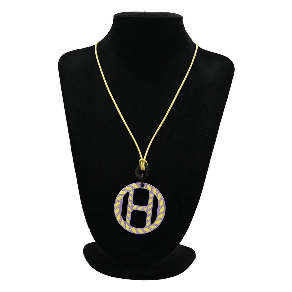 Hermes Necklace Equipe Nautic Buffalo Horn Leather Lacquer Lavender Yellow — view 6