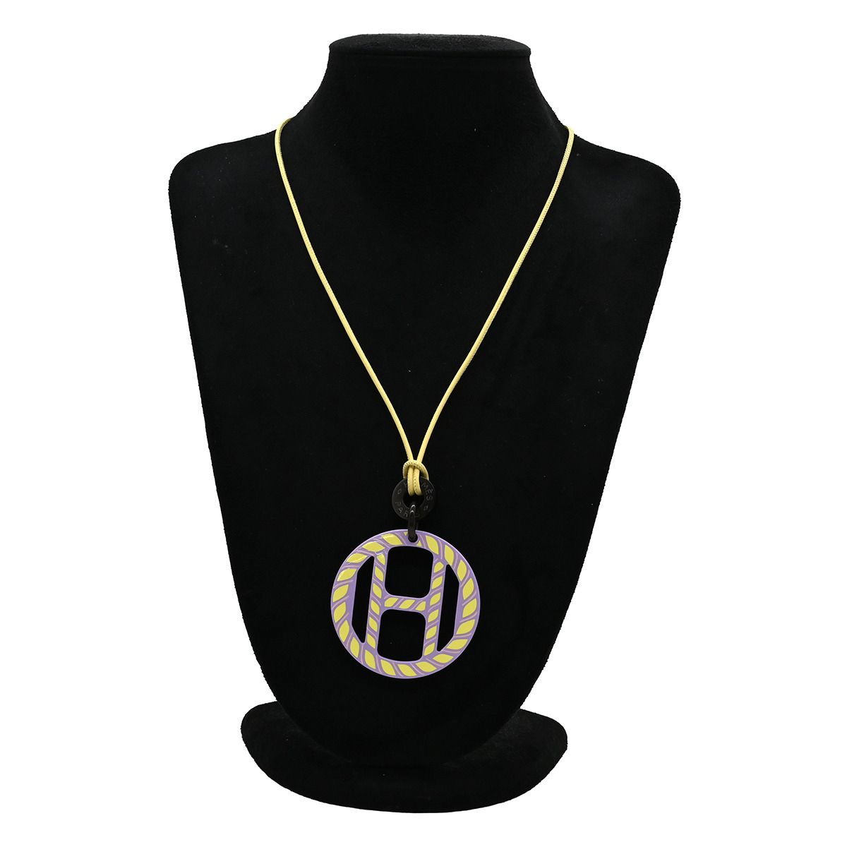 Hermes Necklace Equipe Nautic Buffalo Horn Leather Lacquer Lavender Yellow — view 6