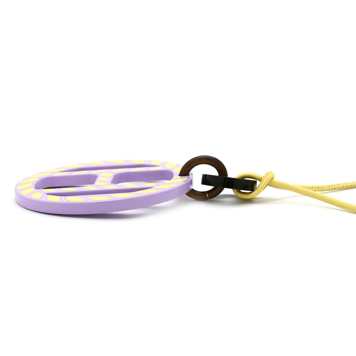 Hermes Necklace Equipe Nautic Buffalo Horn Leather Lacquer Lavender Yellow — view 3