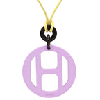 Hermes Necklace Equipe Nautic Buffalo Horn Leather Lacquer Lavender Yellow — view 2