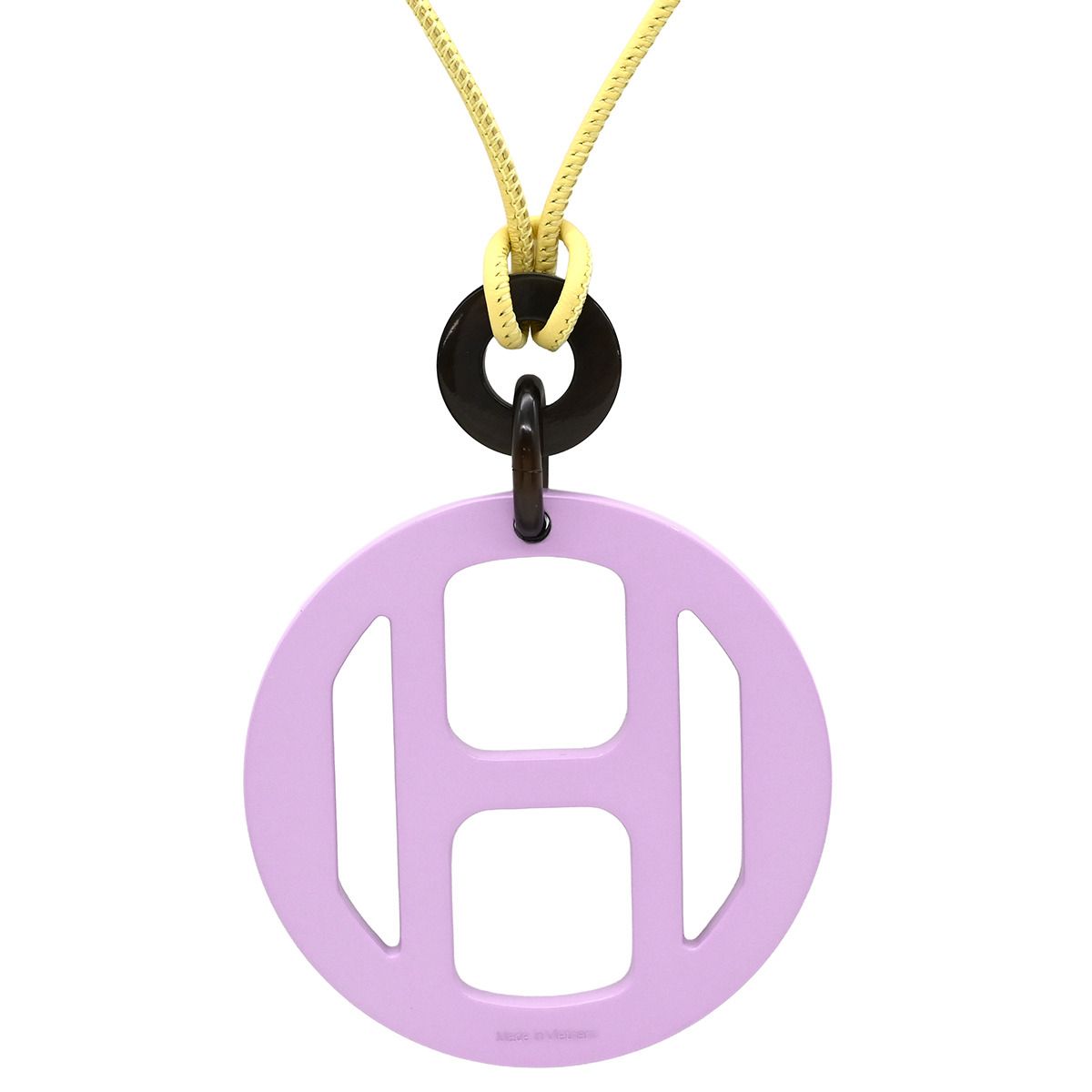 Hermes Necklace Equipe Nautic Buffalo Horn Leather Lacquer Lavender Yellow — view 2