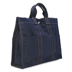 Hermes Tote Bag Deauville MM Canvas Navy Silver Blue — view 2