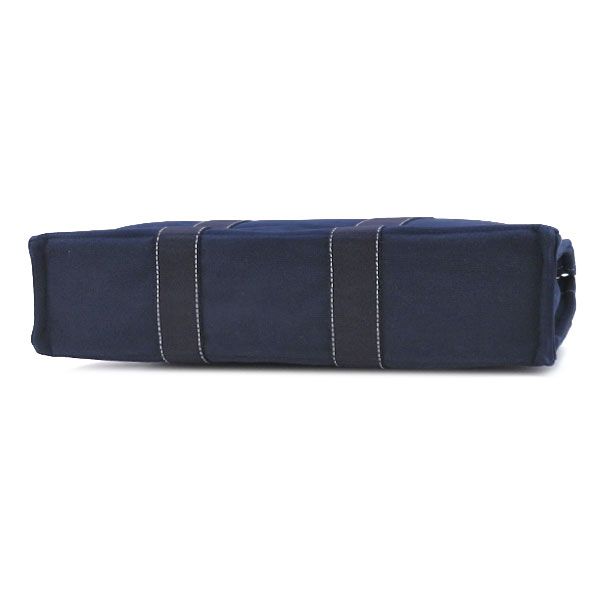 Hermes Tote Bag Deauville MM Canvas Navy Silver Blue — view 3