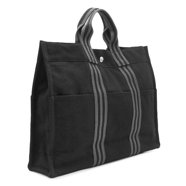 Hermes Tote Fourre Tout MM Canvas Black Silver Gray Handbag — view 2