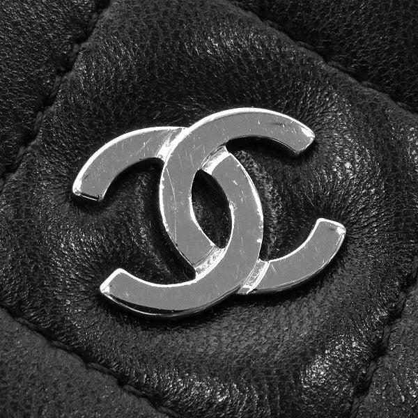 Chanel Chain Wallet Quilted Lambskin Black Silver CC Logo 24 Shoulder Bag — view 6