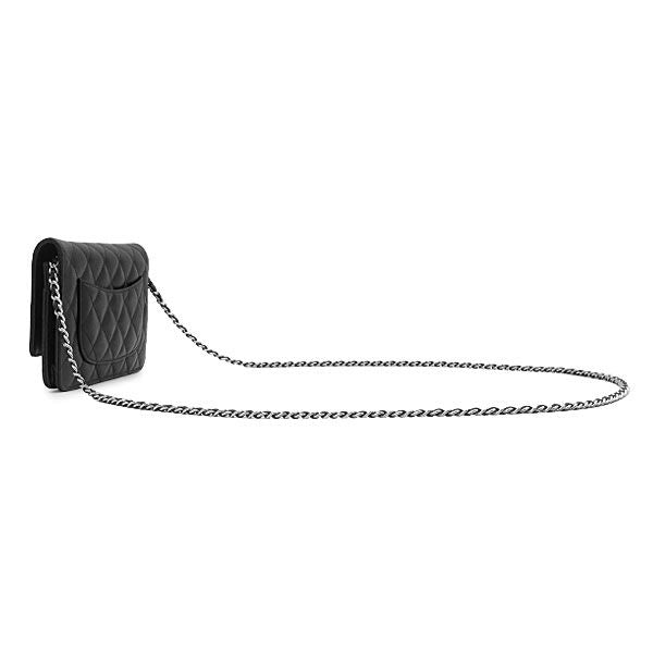 Chanel Chain Wallet Quilted Lambskin Black Silver CC Logo 24 Shoulder Bag — view 2
