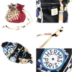 Hermes Drawstring Pouch Reversible Petit Silk Multicolor Balade Ecossaise — view 3