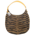 Fendi Zebra Pattern Canvas Brown Shoulder Bag