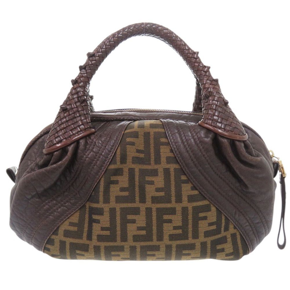 Fendi Mini Spy Bag Leather Canvas Brown Handbag — view 2
