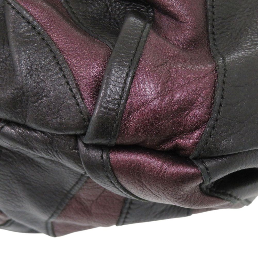 Prada Vitellino Mordo Leather Purple Black Handbag — view 4