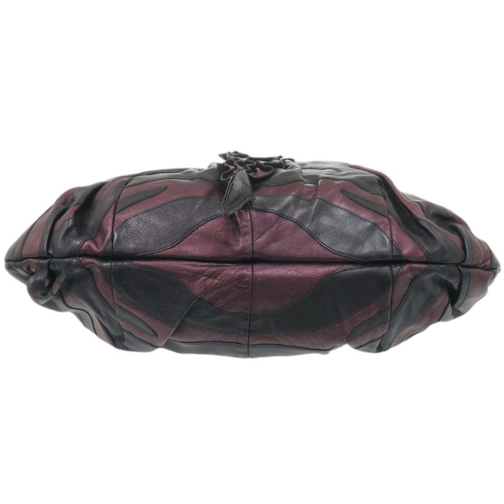 Prada Vitellino Mordo Leather Purple Black Handbag — view 3